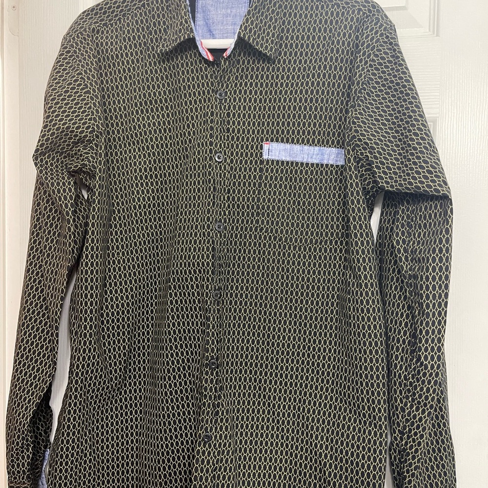 Faze 1 Black and Gold Geometric Casual Shirt men’s size XL